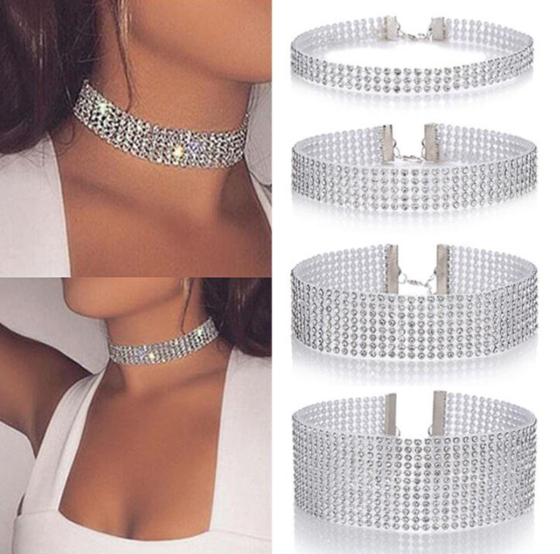 Hot Sale at Aliexpress Luxury Diamond-Studded Necklace Clavicle Chain European and American Fashion and Trendy Accessories Necklace Choker