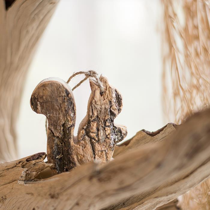 【】原木挂件树皮工艺品欧式花园圣诞吊饰创意猫头鹰松鼠麋鹿