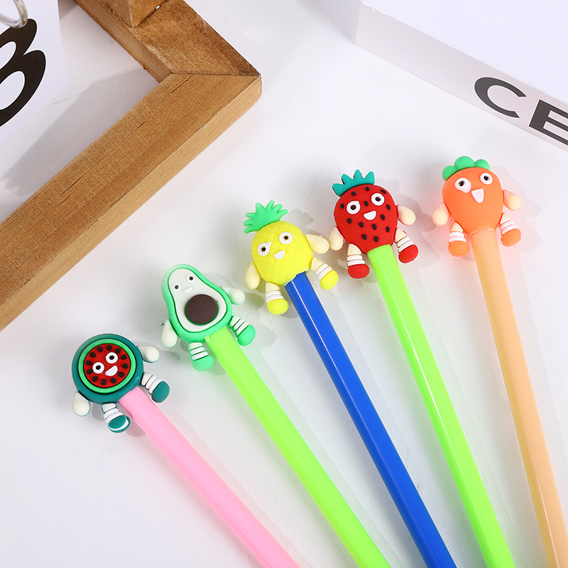 常规卡通水果圆珠笔笔帽 办公用品可爱多色笔装饰软胶头现货批发