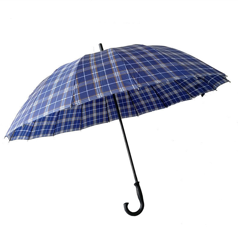 特大格子雨伞双人号礼品直杆自动雨伞广告10骨格子长伞弯手柄雨伞