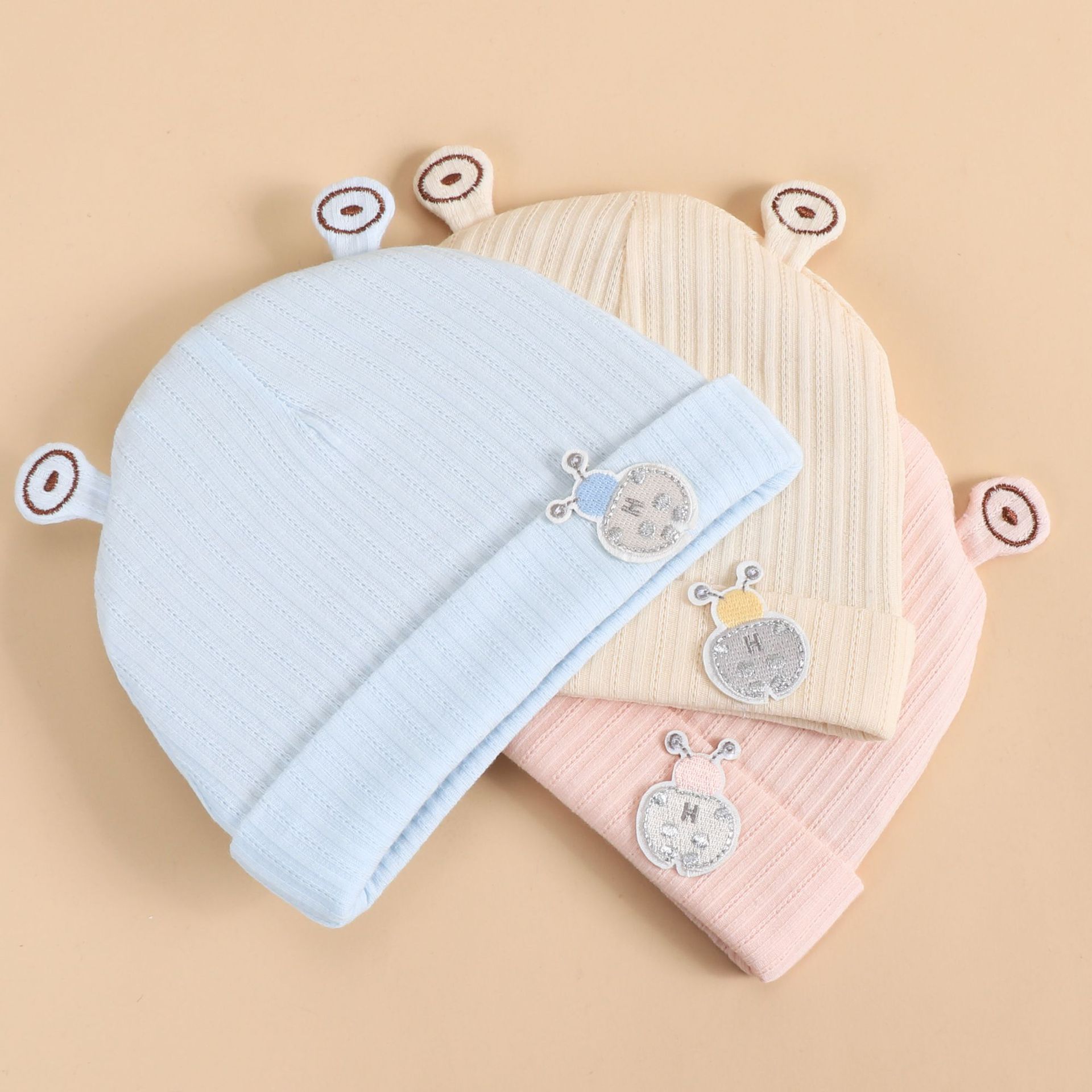 新生儿帽子秋冬季加棉加厚保暖婴儿帽子纯棉无骨宝宝胎帽冬天幼儿
