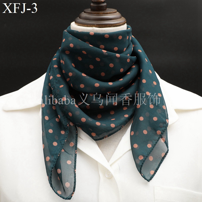 Elegance Retro Small Polka Dot Square Scarf Women's Hot Selling Chiffon Thin Silk Scarf Sunscreen Neck Protection Scarf Scarf Polka Dot Small Scarf