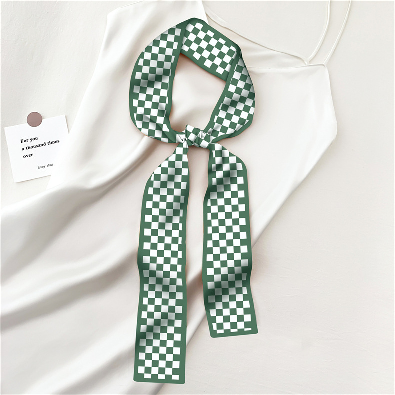 Elegant Small Floral Print Emulation Silk Scarf Spring and Summer Ribbon Long Thin Narrow Korean Ornament Ribbon Small Scarf Female