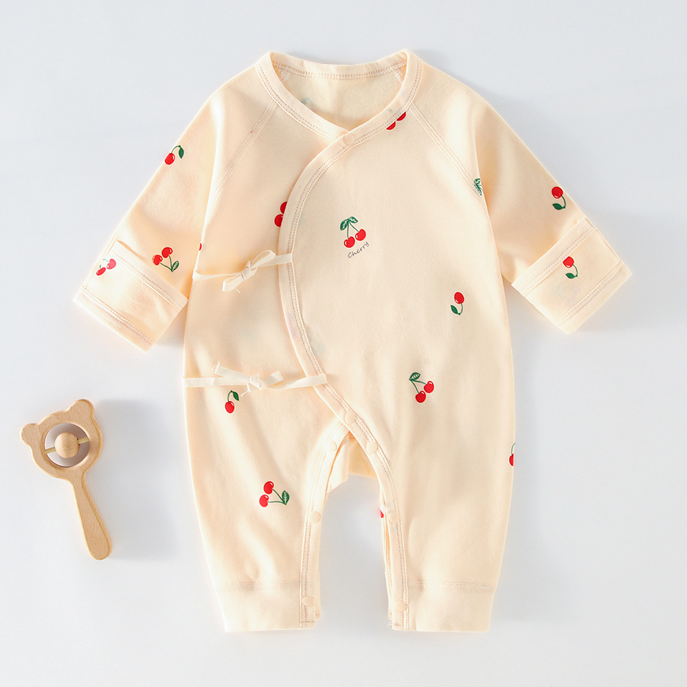 春秋新款新生婴儿儿衣服纯棉初生宝宝和尚服婴儿连体衣长袖无骨