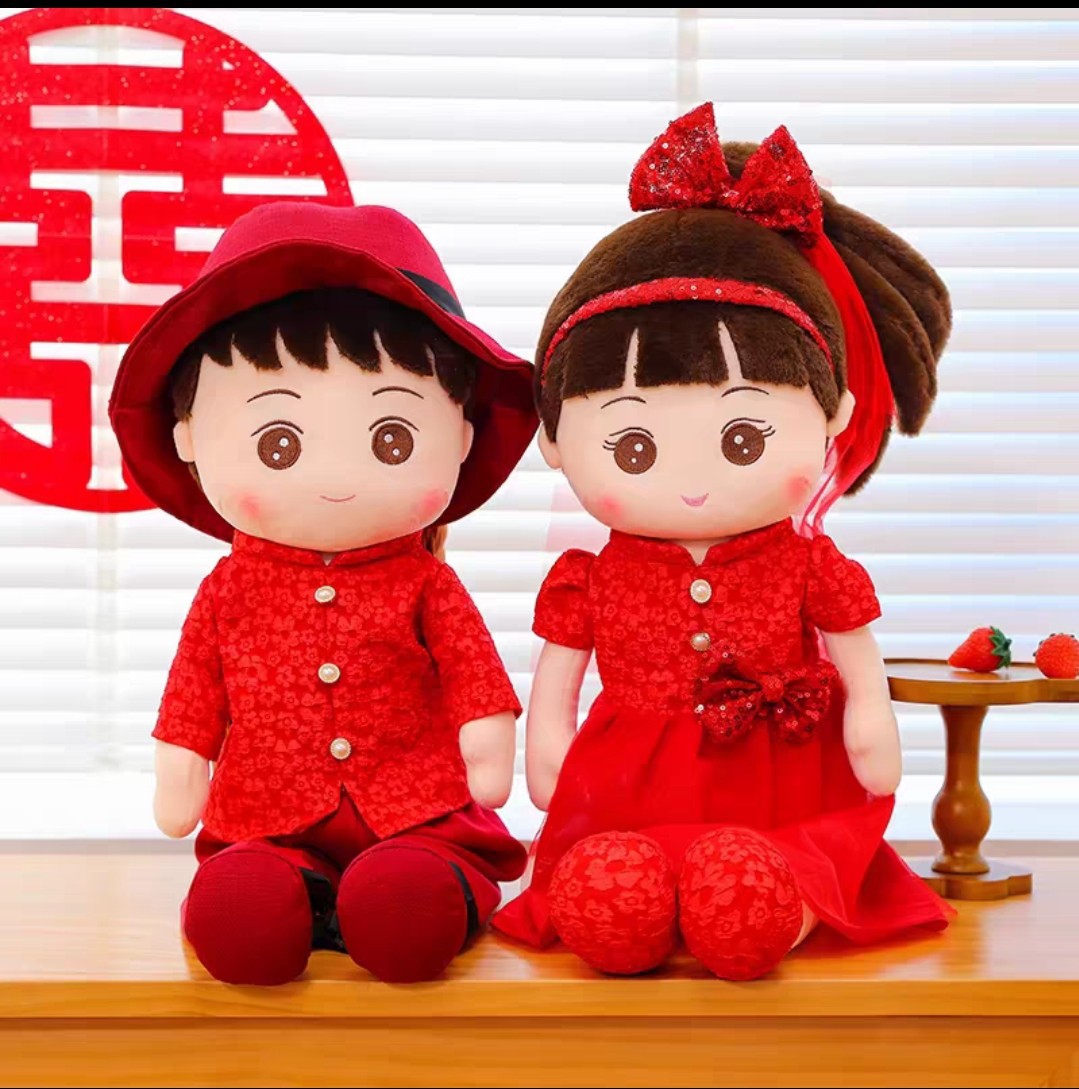 厂家直销婚纱压床娃娃新款高档结婚婚庆用品喜庆可爱玩偶婚房布置
