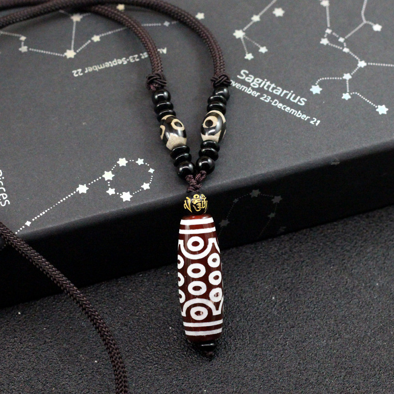 西藏九眼天珠项链复古个性毛衣链辟邪配饰玛瑙文艺男女款挂件吊坠