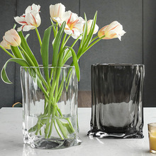 北欧轻奢简约现代家居客厅装饰玻璃郁金香花瓶花器家用水培插花摆