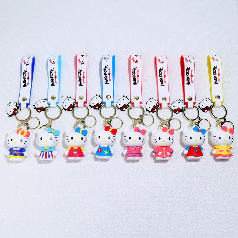 New Cartoon Hello Kitty Silicone Doll Keychain Pendant Couple Bags Car Hellokitty Pendant Gift