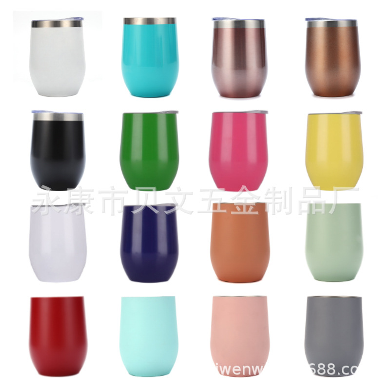 Foreign Trade Stainless Steel Egg Shell Cup Red Wine Beer Steins Water Bottle Double Vacuum U-Shaped Egg Type 12Oz Egg Thermos Cup