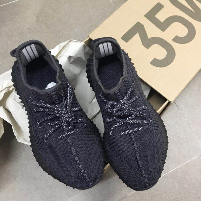 yezzy得物椰子350黑武士满天星纯黑过毒正版v2莆田男鞋黑天使官网