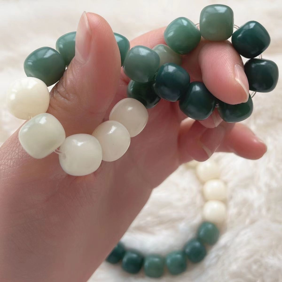 Yin Skin Weathering Gradient Bodhi Bracelet Pliable Temperament Student Version Crafts Old Barrel Buddha Beads for Girls Girlfriend Gifts