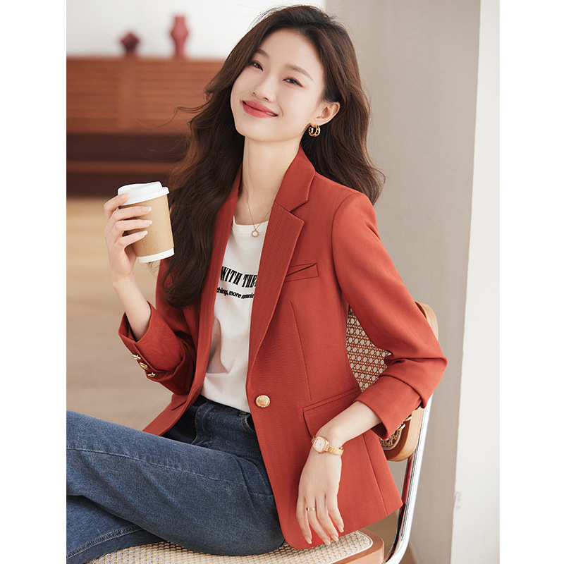 休闲小西装外套女春秋2024新款小个子高级感修身气质开叉西服上衣