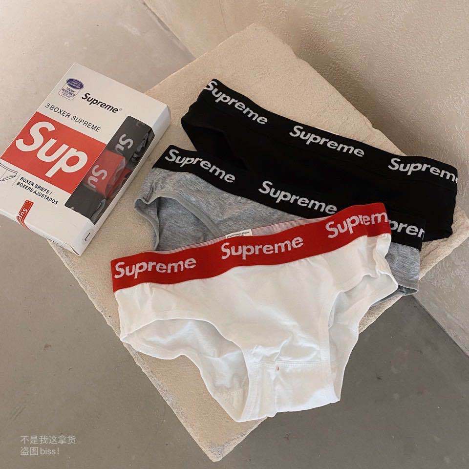 supreme女士纯棉三角裤潮牌sup舒适透气女生内裤拼色三条装厂家