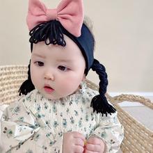 新生婴儿护卤门假发头饰韩国可爱公主女童女宝宝发带假发辫子夏季