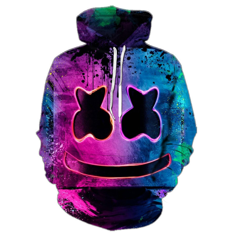 速卖通亚马逊棉花糖乐队百大dj marshmello3d打印带帽卫衣hoodies