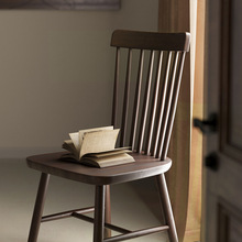 网红实木餐椅家用椅子简约餐桌椅复古餐厅靠背椅中古商用书房温莎