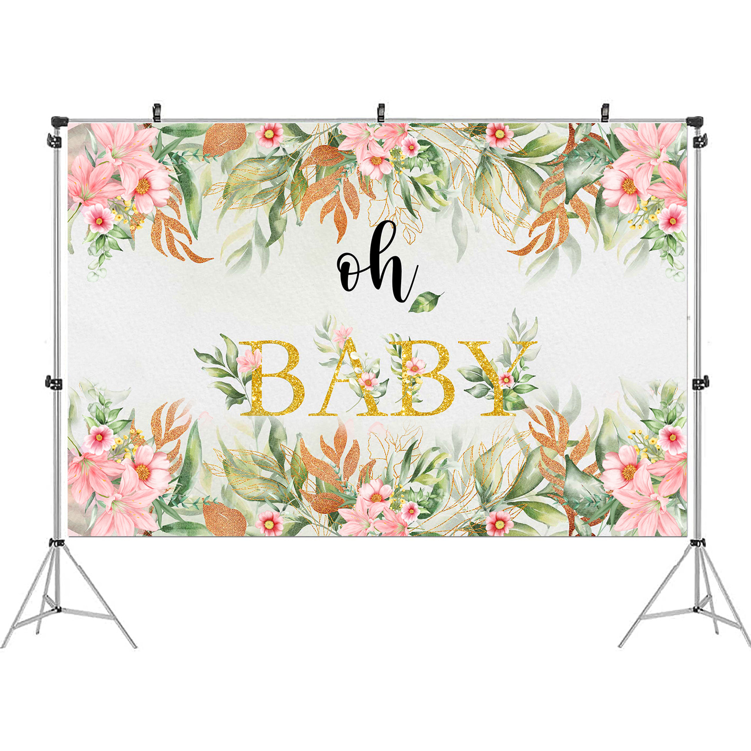 Jungle Baby Party Decoration Supplies Oh Baby Background Fabric Pink Oh Baby Banner Party Photo Background