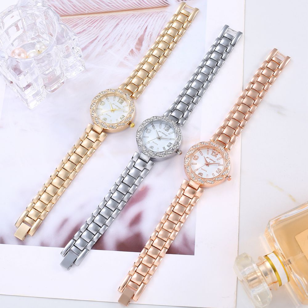 New Women's Quartz Watch Luxury Rhinestone Steel Belt Watch Women's Watch Birthday Gift Student Digital Dial Temperament Women's Watch