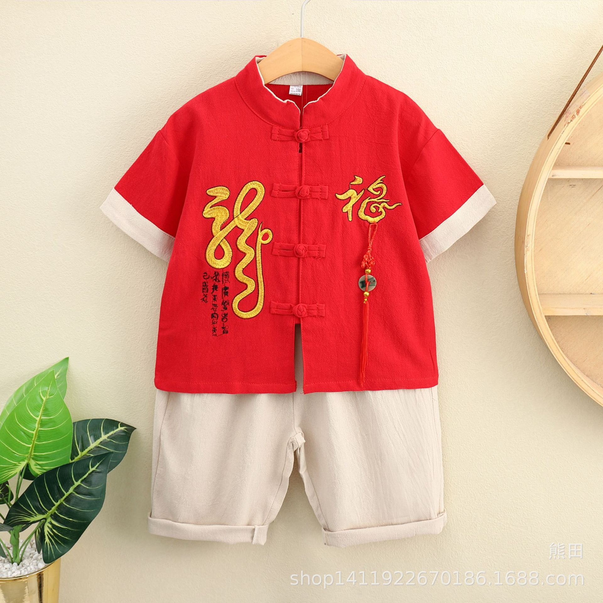 男童汉服夏季薄款套装唐装中国风小童棉麻礼服周岁宝宝衣服儿童装