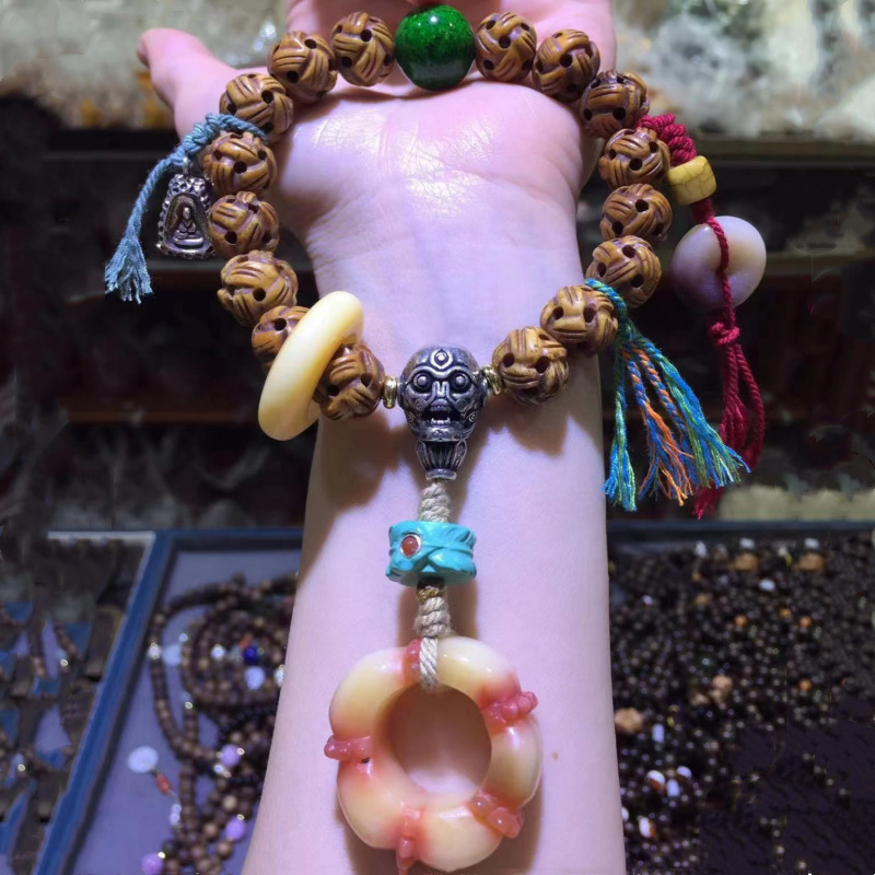 Peng Sen Live Supply Wholesale Tibet Yak Bone Hand-Knitted Bracelet God of Wealth Tibet Beads Tiantie Dapeng Bird Bracelet Ornament