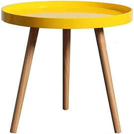 木质圆形小茶几,彩色桌面圆形简易咖啡桌小桌子