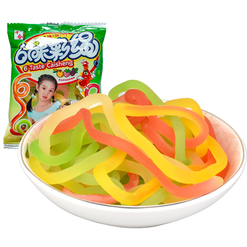本合六味彩绳果汁软糖糖果8090后怀旧儿时小时候零食品散装