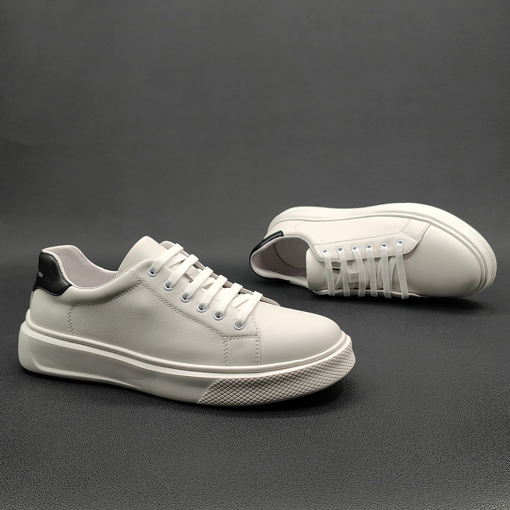 Men's Shoes Leather White Shoes Men's Sneakers Men's Fashion Shoes European Station Versatile Niche Boys Soft Bottom Casual Shoes