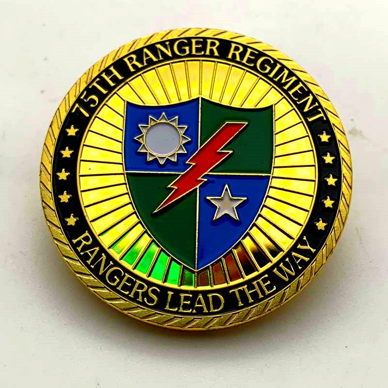 现货 美国挑战75游骑兵团镀金纪念币 收藏币把玩金币硬币纪念章