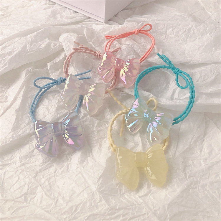 Good-looking Transparent Bow Hair Rope Ins Style All-Match and Cute Butterfly Head Rope Does Not Hurt Hair Rubber Band Hair Band for Women