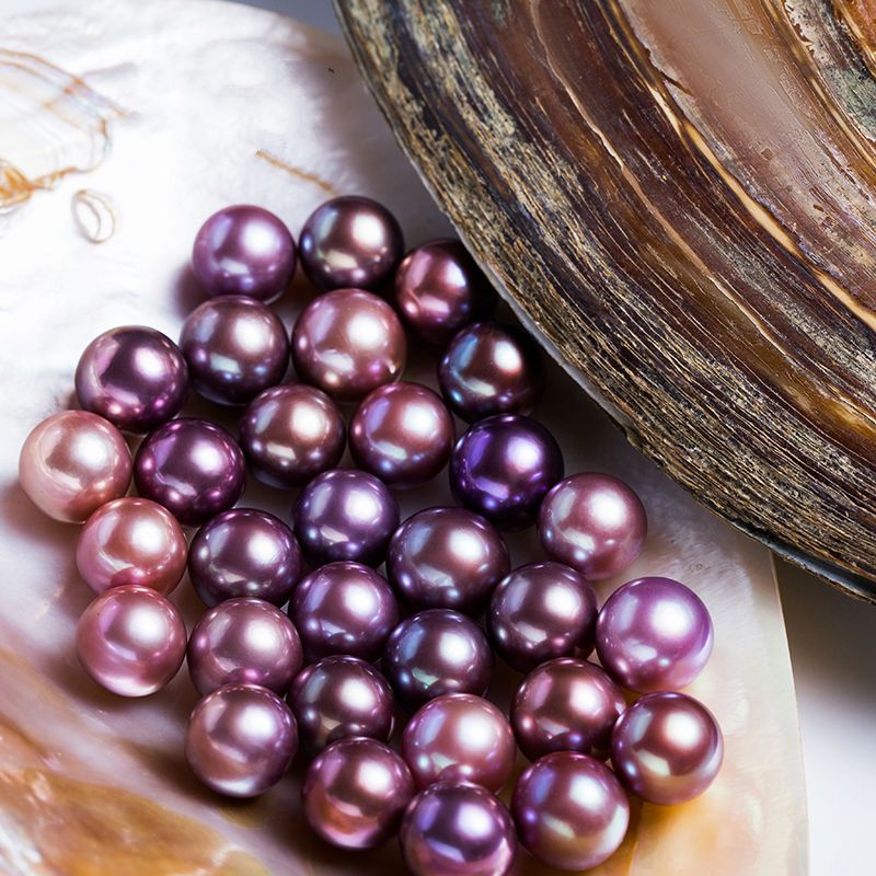 紫色珍珠天然淡水散珠有孔裸大型手链项链吊坠戒指订作一件批发