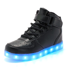 新款led灯鞋休闲运动潮鞋充电高帮儿童发光鞋男女亮灯鞋一件代发