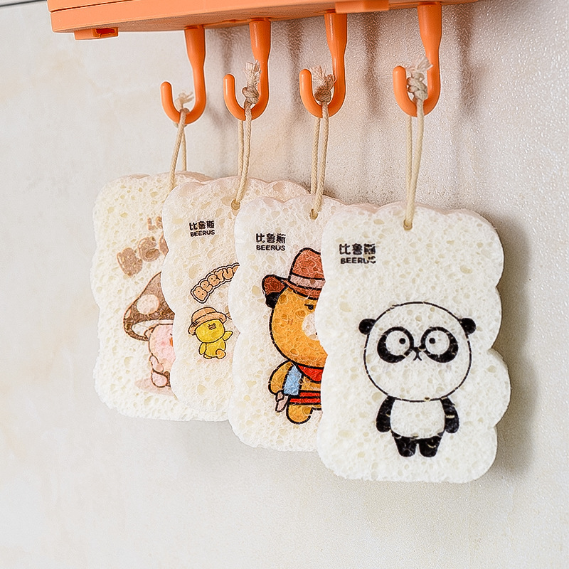 compressed wood pulp cotton dishwashing spong mop kitchen household brush pot brush bowl scouring pad dishcloth cartoon wood pulp sponge