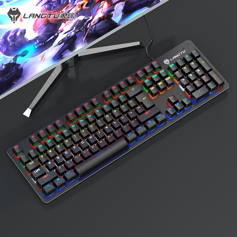 狼途g100真机械键盘台式笔记本电脑电竟游戏有线键盘批发定制跨境