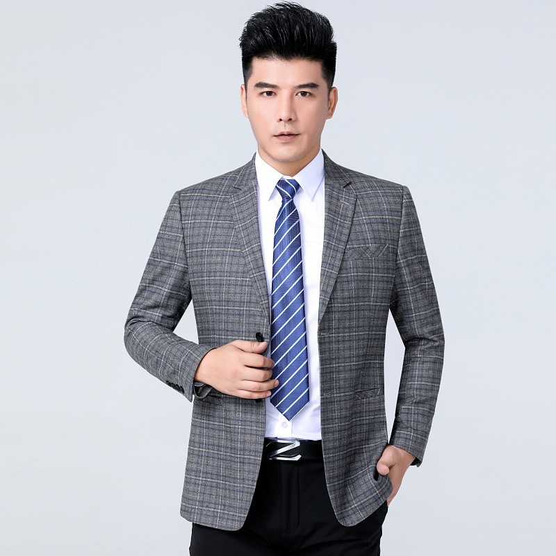 一件代发2021秋季新款中年男士羊毛西装正装西服大码休闲单西上衣
