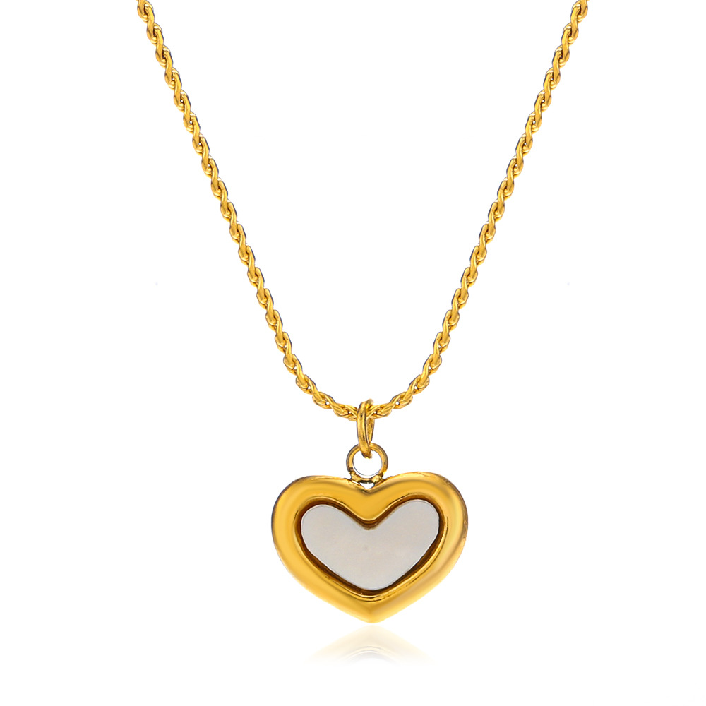 European and American Fashion Shell Love Jewelry Suit Light Luxury Minority Simple Heart-Shaped Pendant Clavicle Chain Female All-Match Accessories