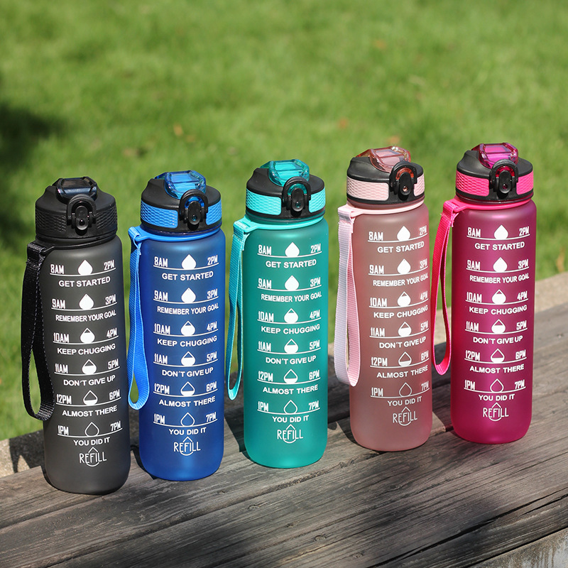 Factory Wholesale 1L Amazon Gradient Sports Bottle Outdoor Transport 1000ml Sports Cup Incentive Language Sports Bottle