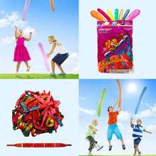 卡通火箭长条气球布置儿童生日派对装饰乳胶多色火箭摆摊气球批发