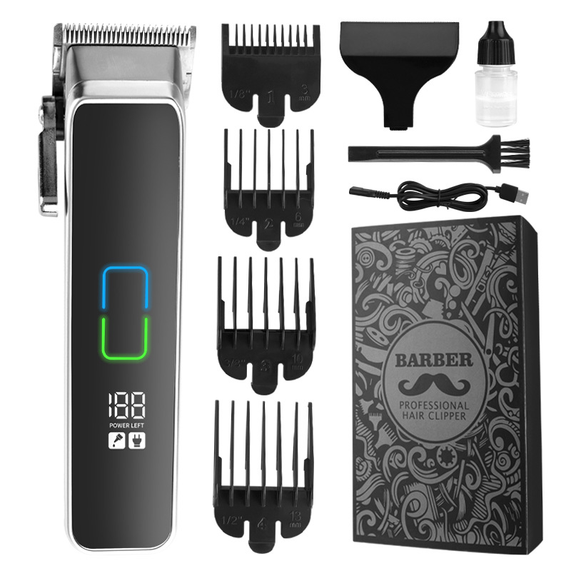 Cross-Border Wholesale Mute Oil Head Electric Clipper for Hair Salon Household Self-Service Electric Electrical Hair Cutter Rechargeable Hair Clipper