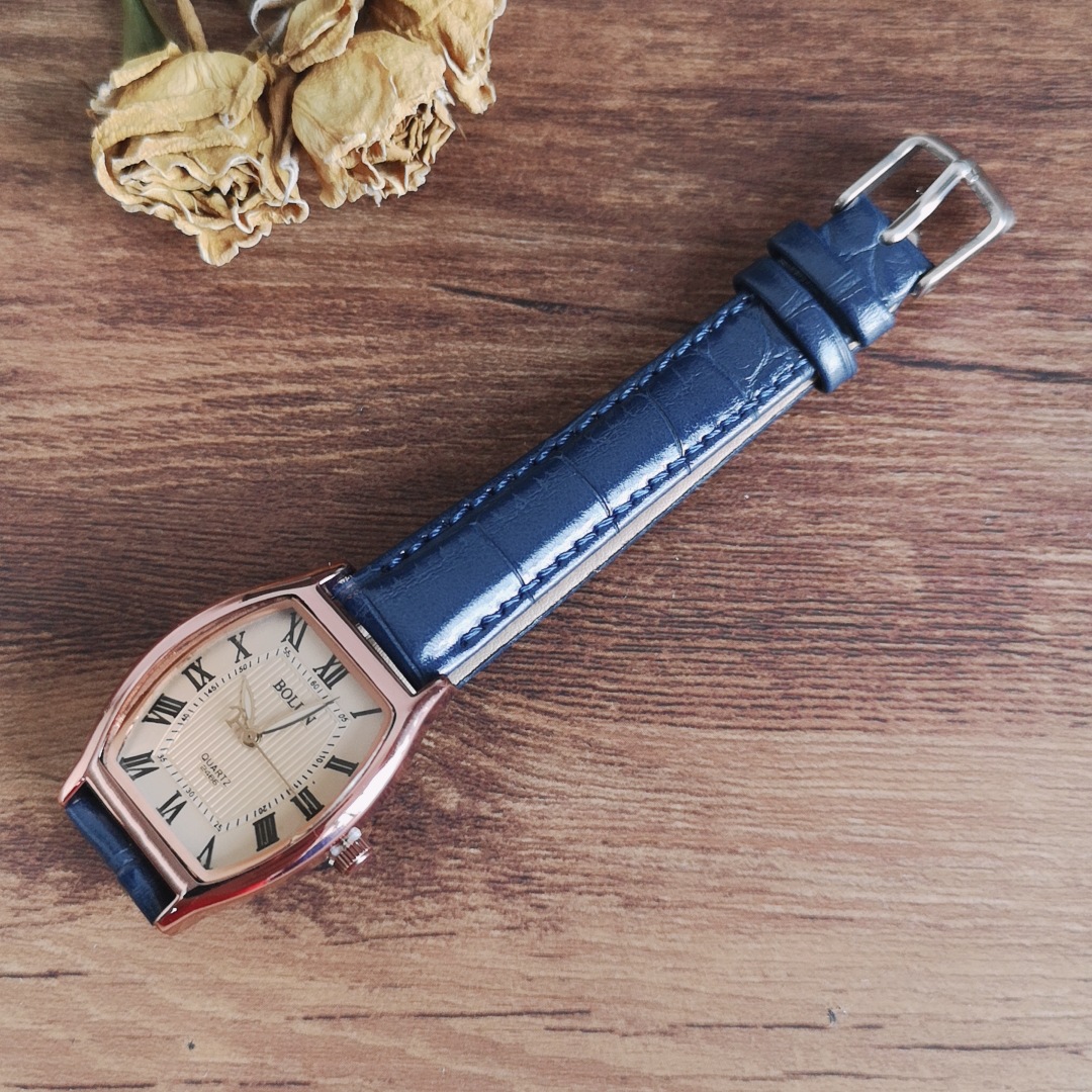 新款博伦bolun酒桶咖色表盘罗马面韩版时尚简约石英手表女