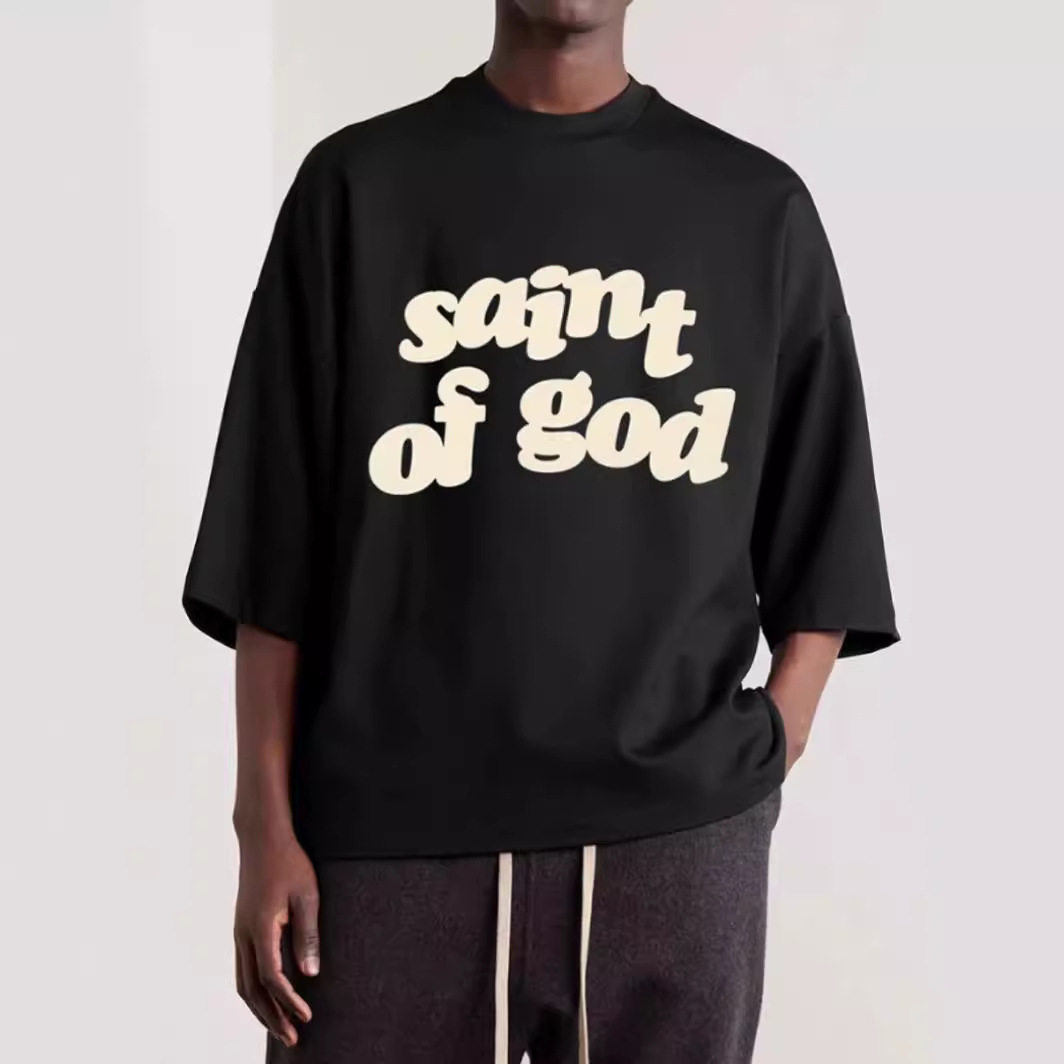 正品级 fear of god联名saint高街美式宽松印花圆领短