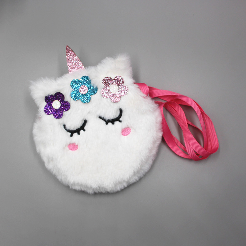 Cross-Border Unicorn Plush Unicorn Coin Purse Kid's Messenger Bag Women's Storage Bag Shoulder Bag