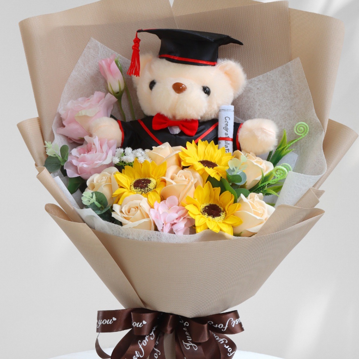 花束娃娃手办玩偶小熊公仔仿真玫瑰花生日毕业情人节礼物送女朋友