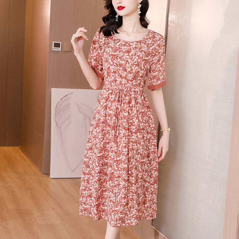 0成交127件广州澜桂坊服装厂1年相似v领人丝印花连衣裙女夏天2022新款