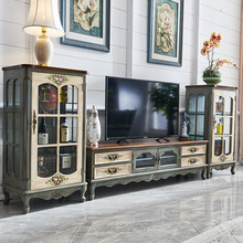美式电视柜实木茶几组合套装主卧地柜储物简约百搭乡村客厅小户型