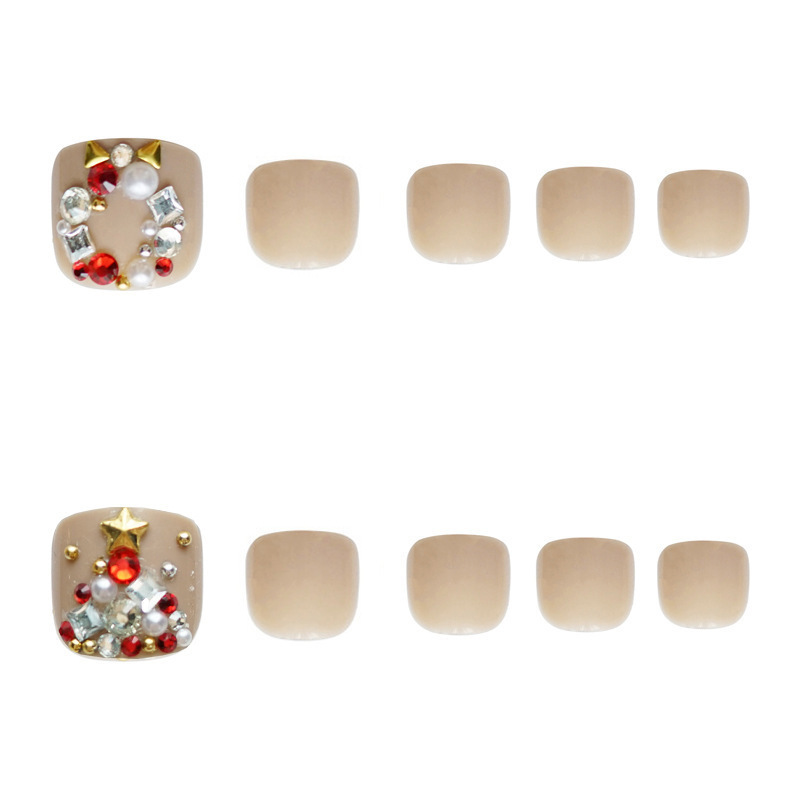 j-53圣诞星钻脚趾甲假指甲穿戴美甲贴成品甲片24片批发-阿里巴巴