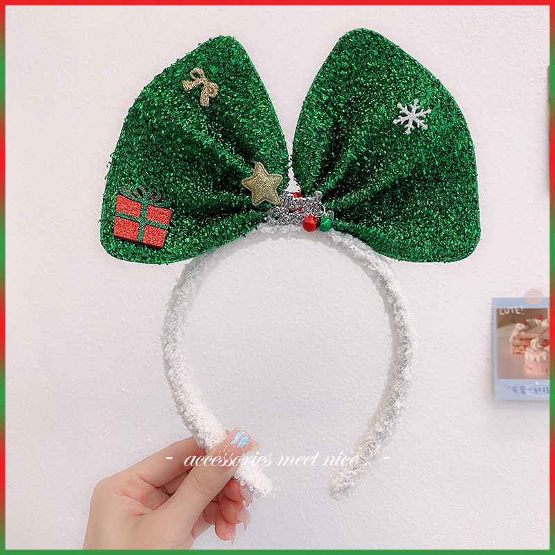 High-Grade Sequined Christmas Bow Headband New Cute Women's Headband Holiday Funny Atmosphere Hair Accessories