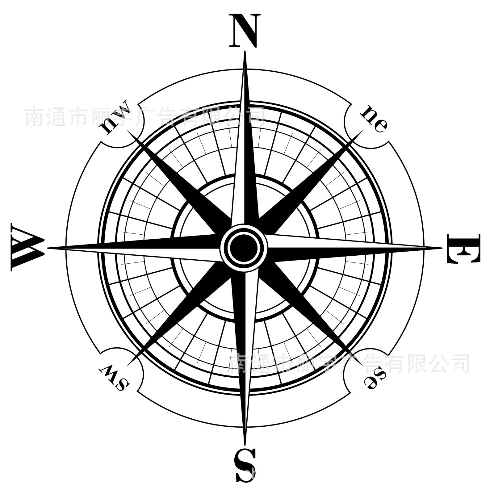 指南针罗盘图案墙贴画 自粘可移除pvc贴纸亚马逊货源家居装饰客厅