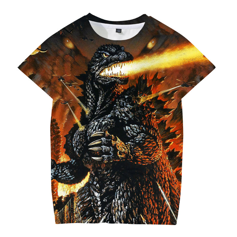 外贸哥斯拉3dt恤男休闲夏季短袖数码印花跨境电影怪兽王godzilla