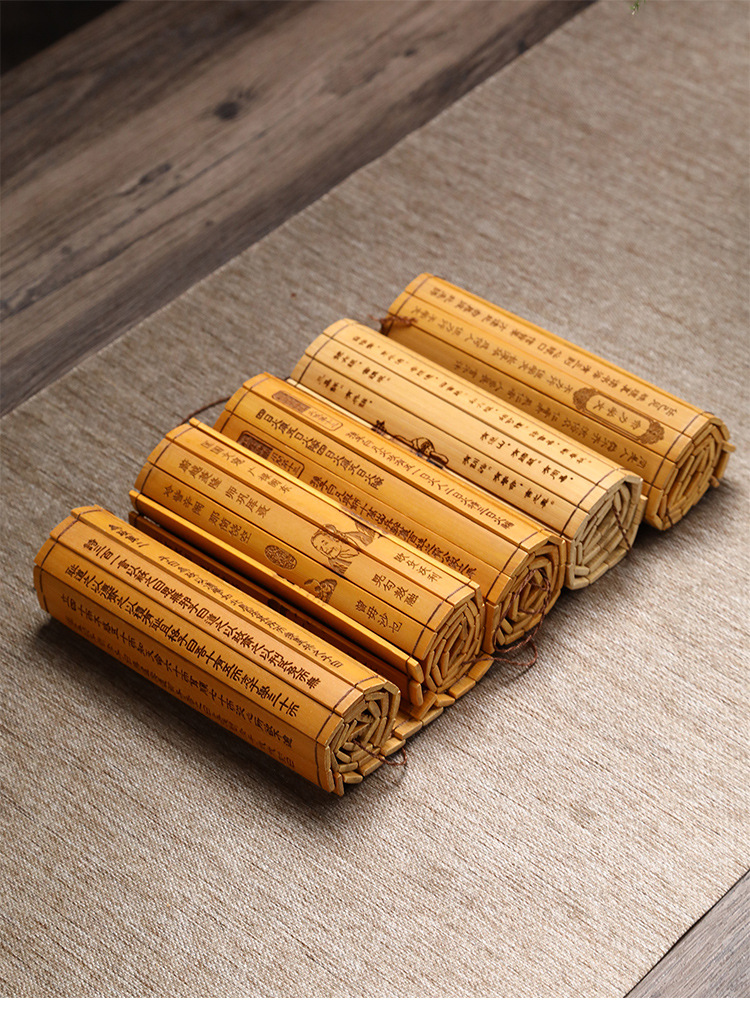 复古手工竹编书写竹简竹制品竹片编制文艺竹工艺品竹节片碳化竹子