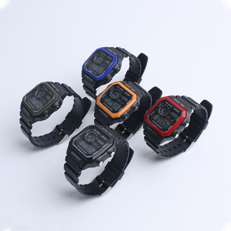 Youth Square Outdoor Sports Watch Male Student Multi-Function Trendy Electronic Watch Waterproof Luminous Alarm Clock Meter